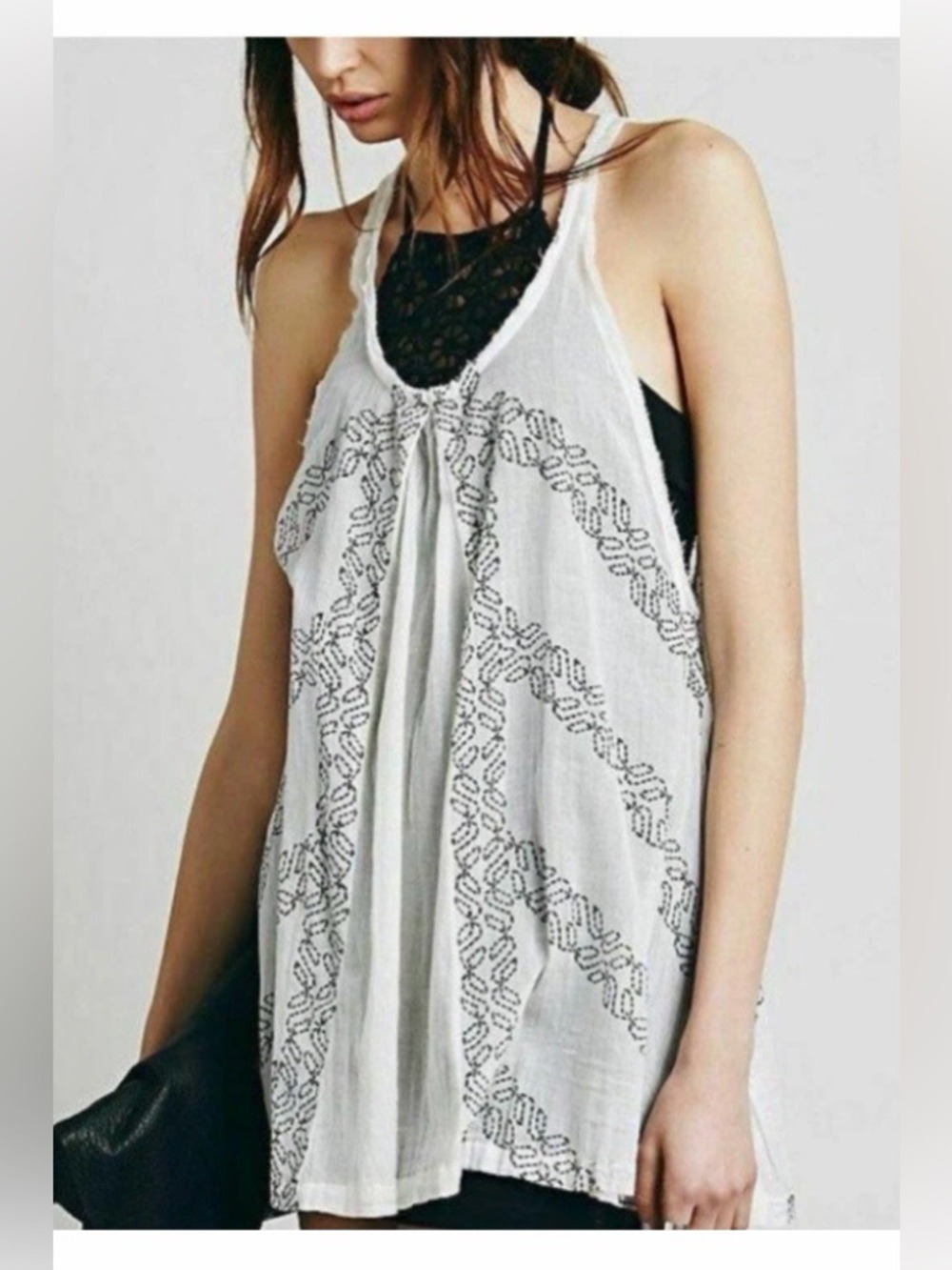 Free People FP One 2pc Embroidered Tunic & Slip Dress Set Size L Boho